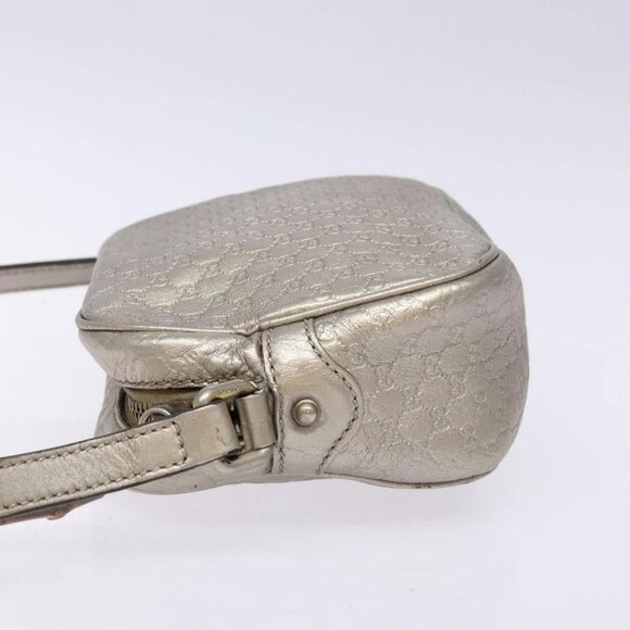 GUCCI Micro GG Canvas Guccissima Shoulder Bag Leather Silver 309538 Auth 135358 - Picture 6 of 16